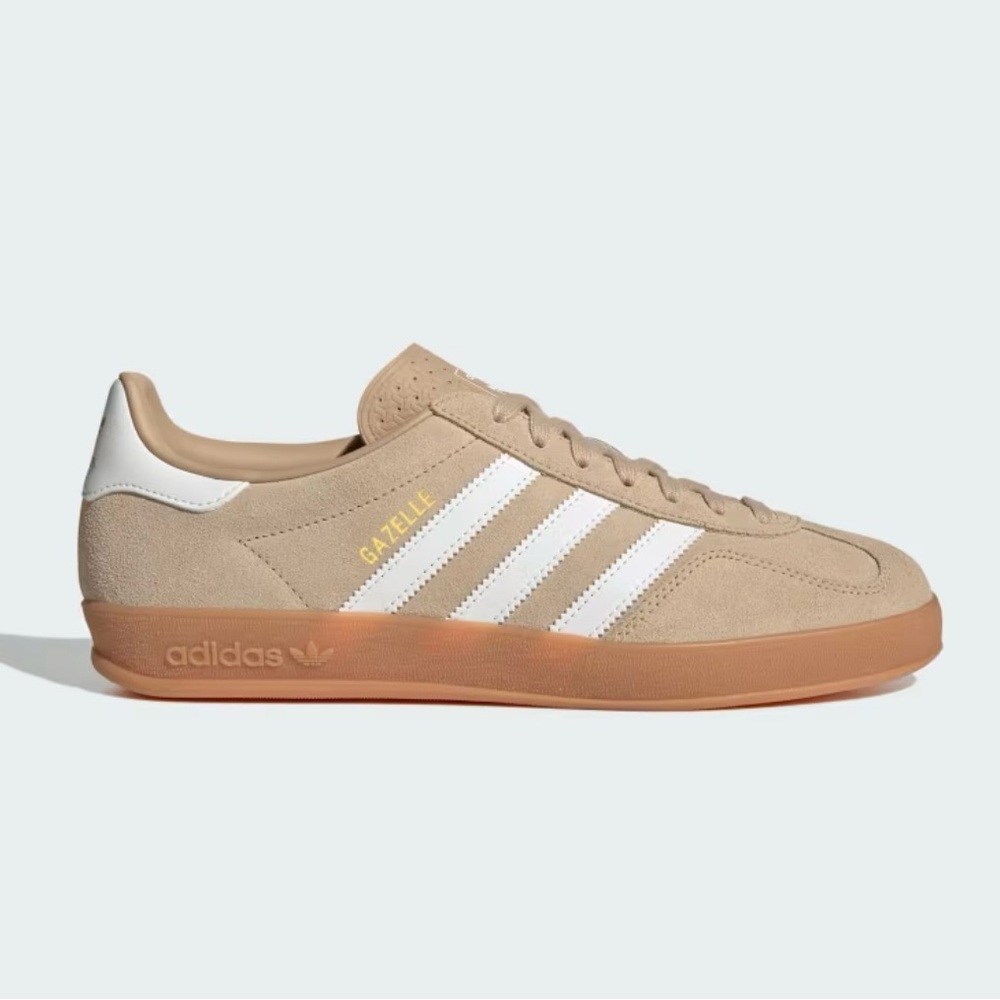 Adidas Gazelle Tan and White Sneakers